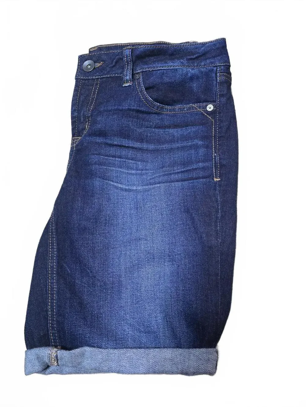 JCP Women's Denim Bermuda Shorts Dark Wash Stretch Cuffed Size 30